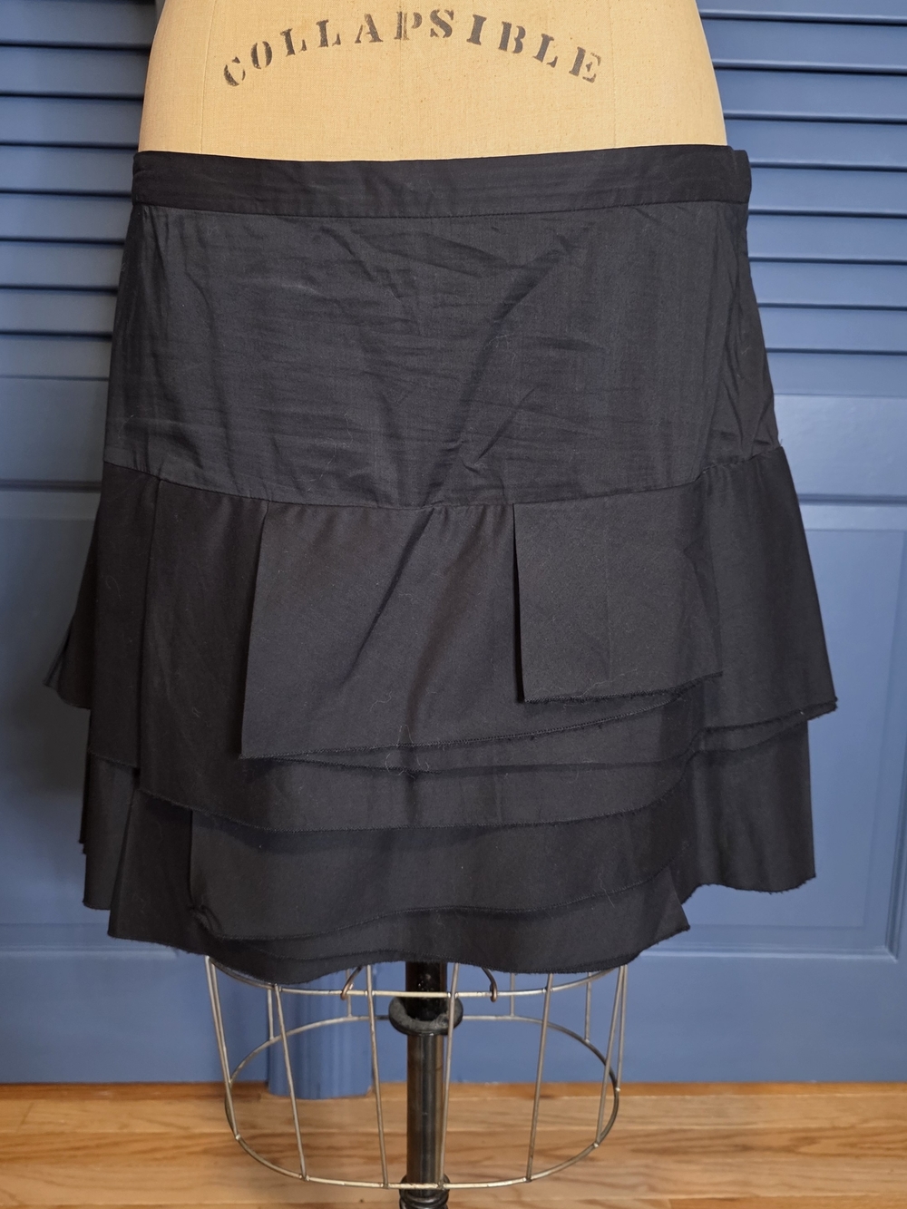 Women's Black Layered Ruffle Mini Skirt